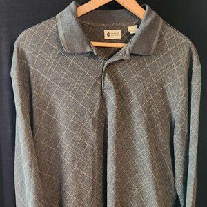 Haggar Clothing Men's Large Collared Longsleeve Gray Shirt